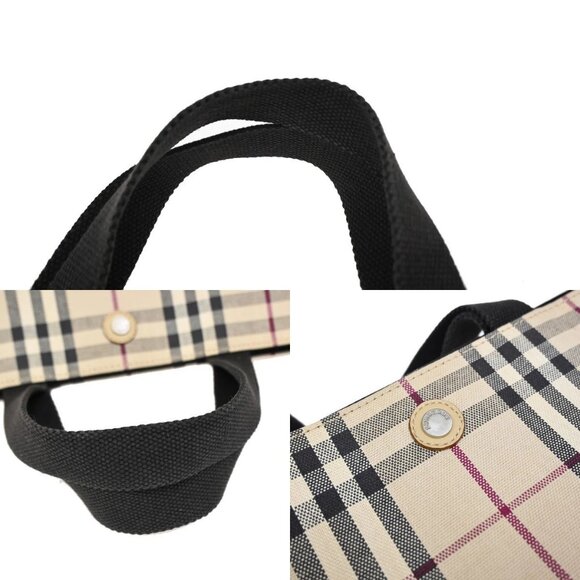 BURBERRY Logo Nova Check Hand Tote Bag Canvas Leather Beige Black 05KA814 - Picture 8 of 16